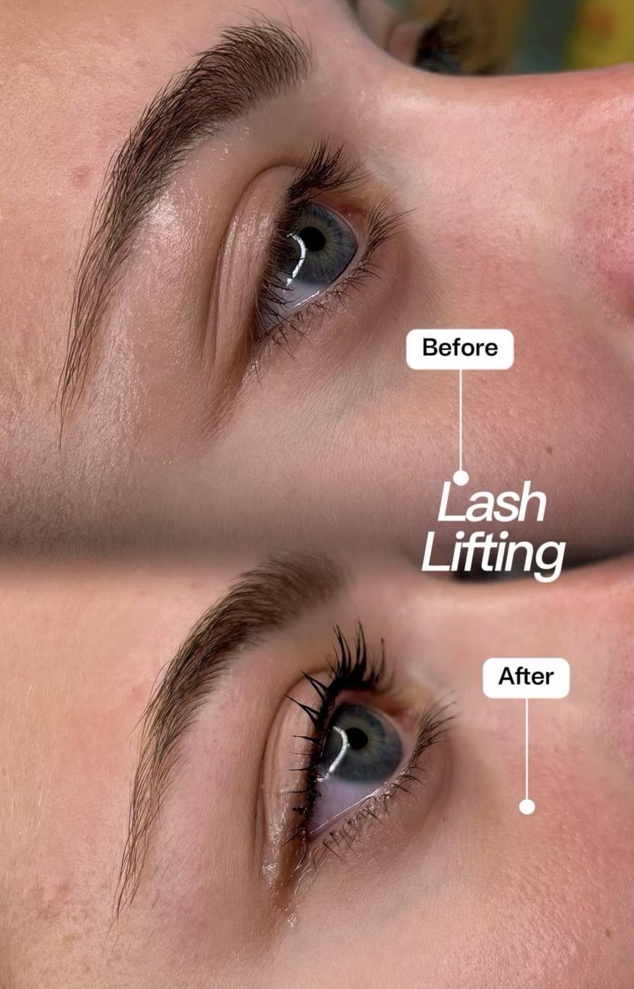Rehaussement de cils, avant et après